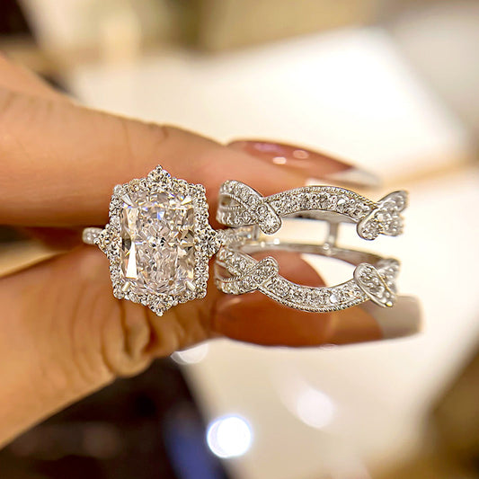 Vintage Halo Ring Set | White Gold 16k