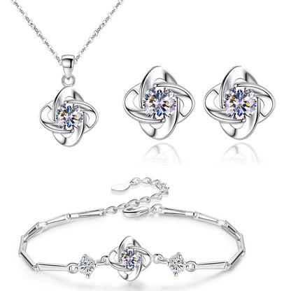 Seren Clover Loop Set | White Gold 16k