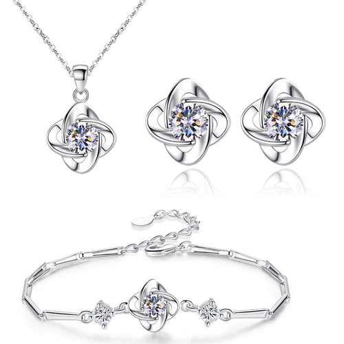 Seren Clover Loop Set | White Gold 16k