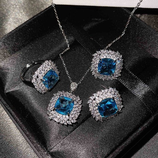 Caelith Verdane Blue Set | White Gold 16k